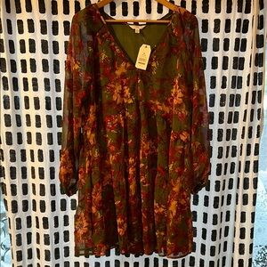 Floral V-Neck Women's Mini Dress